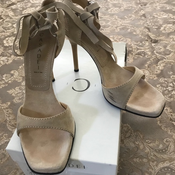Casadei Beige Suede Sandals - Picture 3 of 8